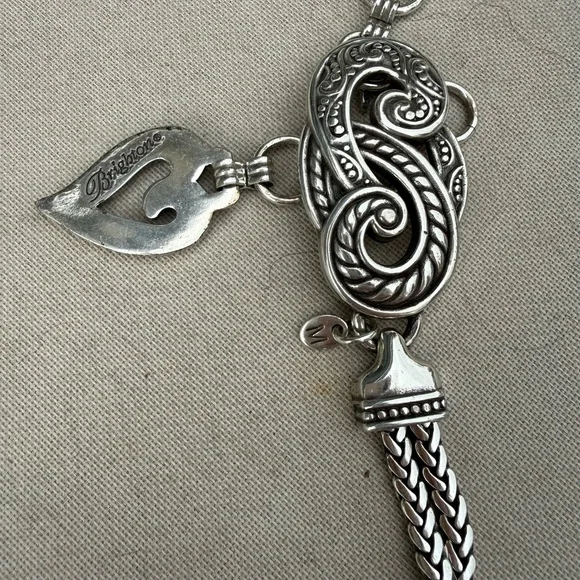 Vintage Brighton Scroll Heart Herringbone Silver Chain Belt Women's Medium - Picture 5 of 8